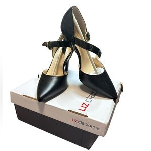 Liz Claiborne Black Heels with Gold Buckle